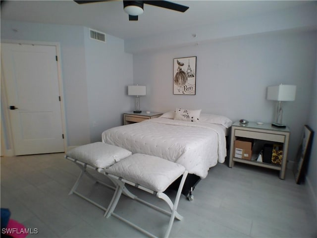 bedroom featuring ceiling fan