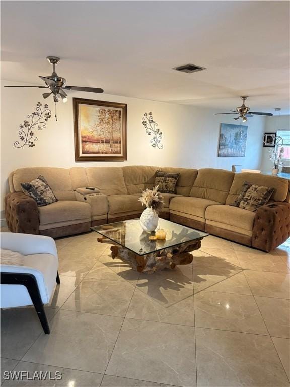 4207 Cindy Ave, Naples, FL 34112 - living room with a ceiling fan and visible vents