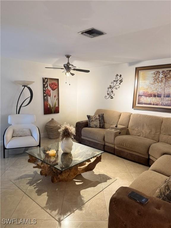 4207 Cindy Ave, Naples, FL 34112 - living room featuring a ceiling fan and visible vents
