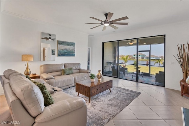 view of tiled living room