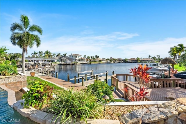 view of dock featuring a water view