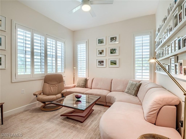 23790 Merano Ct Unit 202, Estero, FL 34134 - living room with a ceiling fan and baseboards
