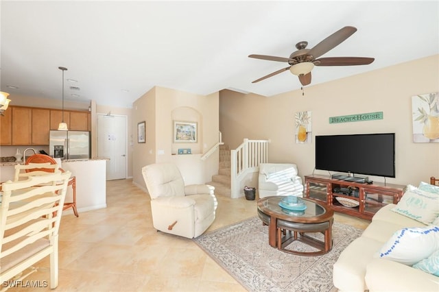 9067 Capistrano St N Unit 4502, Naples, FL 34113 - living room with ceiling fan and sink