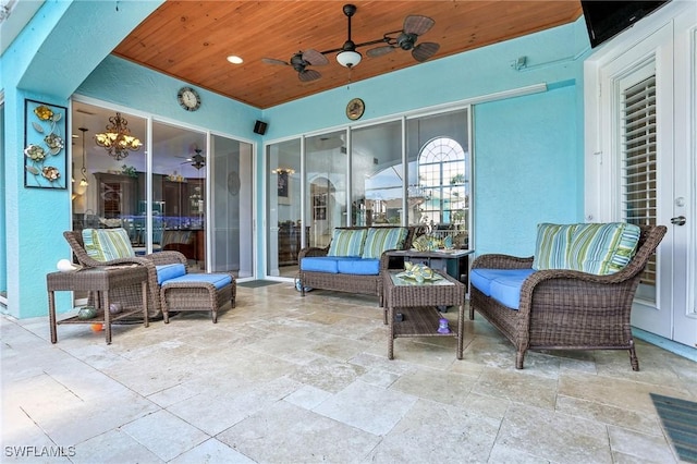 view of patio / terrace with ceiling fan and outdoor lounge area