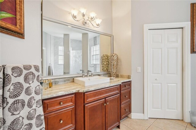 bathroom featuring vanity and tile patterned flooring