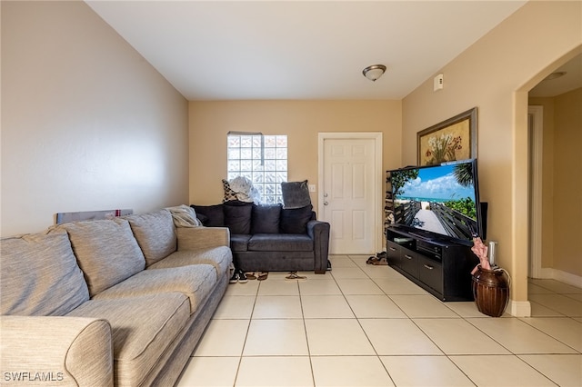 view of tiled living room