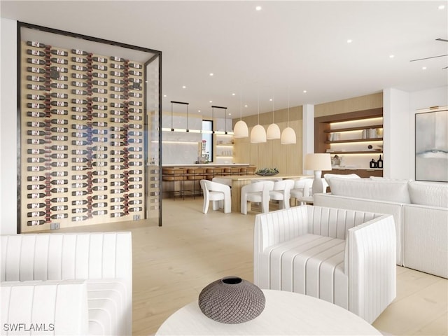 interior space featuring light wood-style floors