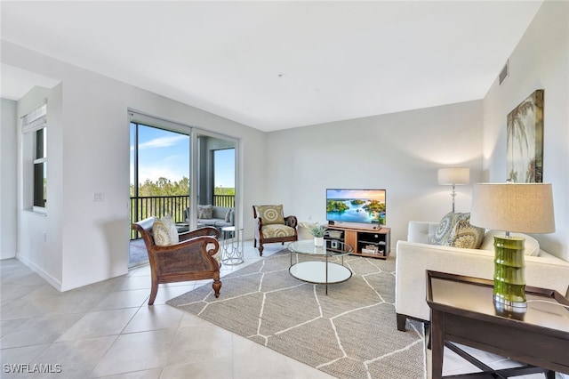 view of tiled living room