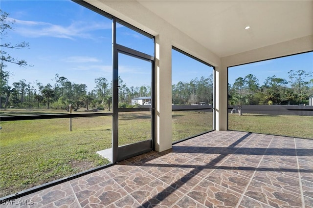 view of unfurnished sunroom