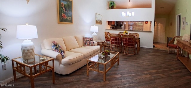 2056 Pine Isle Ln Unit 2056, Naples, FL 34112 - living area featuring wood finished floors, a chandelier, and baseboards