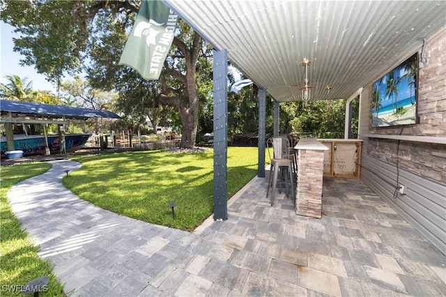 view of patio / terrace featuring a bar