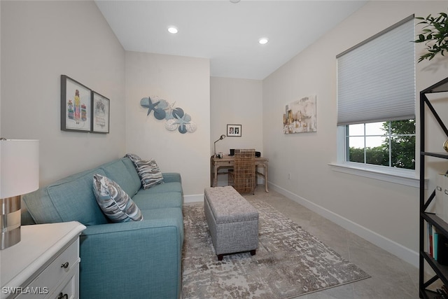 view of tiled living room