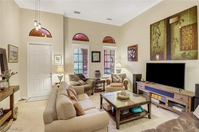 view of tiled living room