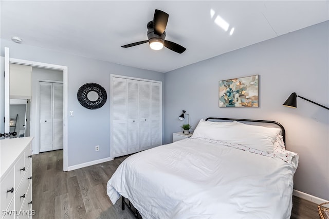 bedroom featuring ceiling fan and hardwood / wood-style floors