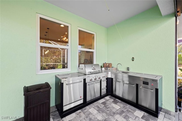 view of patio / terrace with area for grilling, sink, and an outdoor kitchen