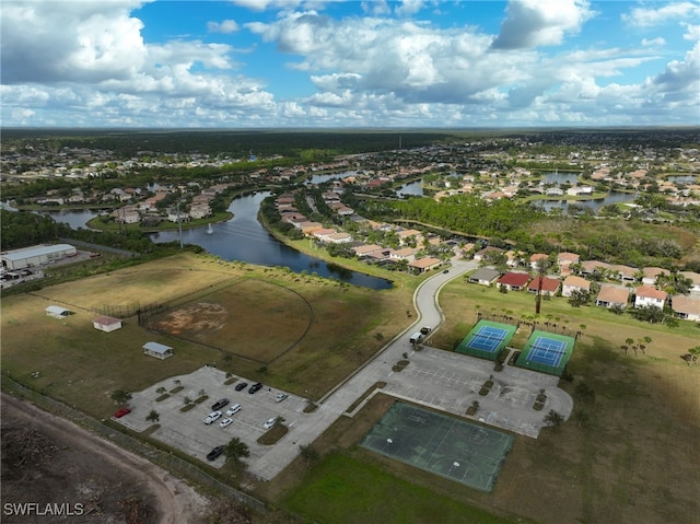 bird's eye view featuring a water view