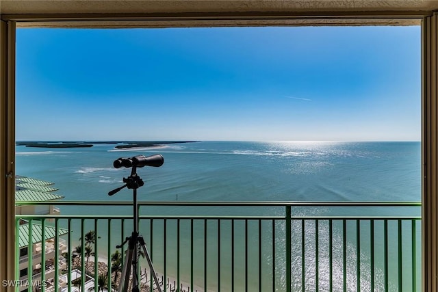 property view of water with a beach view