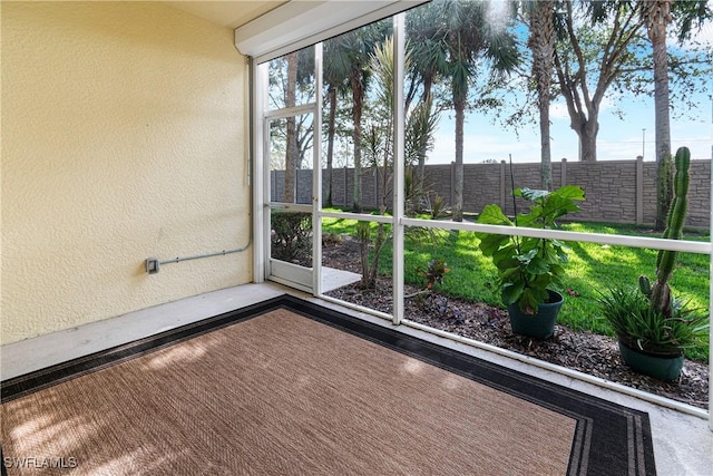 view of unfurnished sunroom