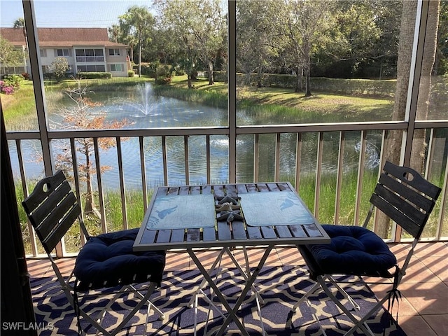 balcony with a water view