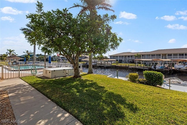 exterior space with a boat dock