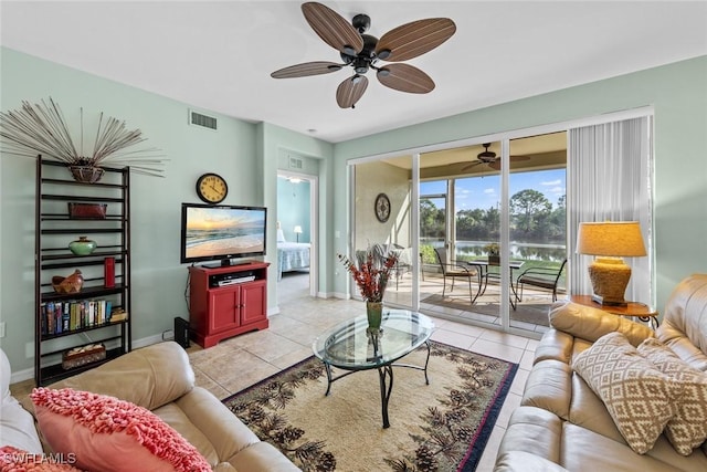 view of tiled living room