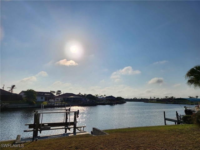 view of dock featuring a water view