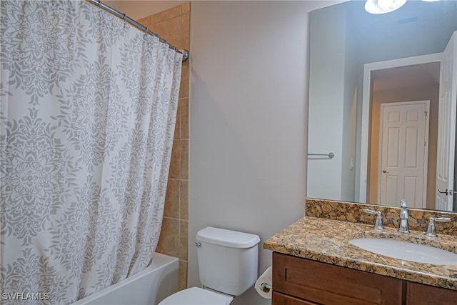 full bathroom with vanity, toilet, and shower / bath combo