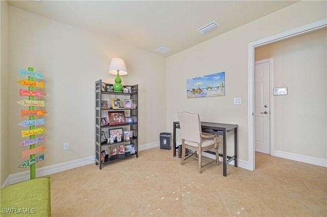 office space featuring light tile patterned floors