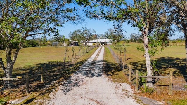 view of road featuring a rural view