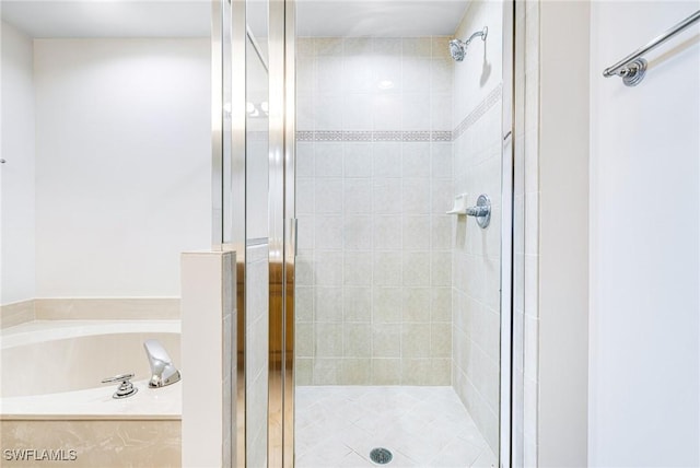 bathroom with plus walk in shower