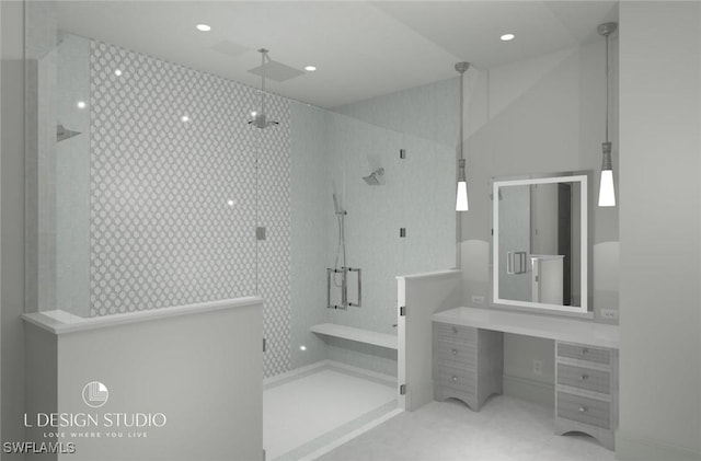 bathroom featuring walk in shower