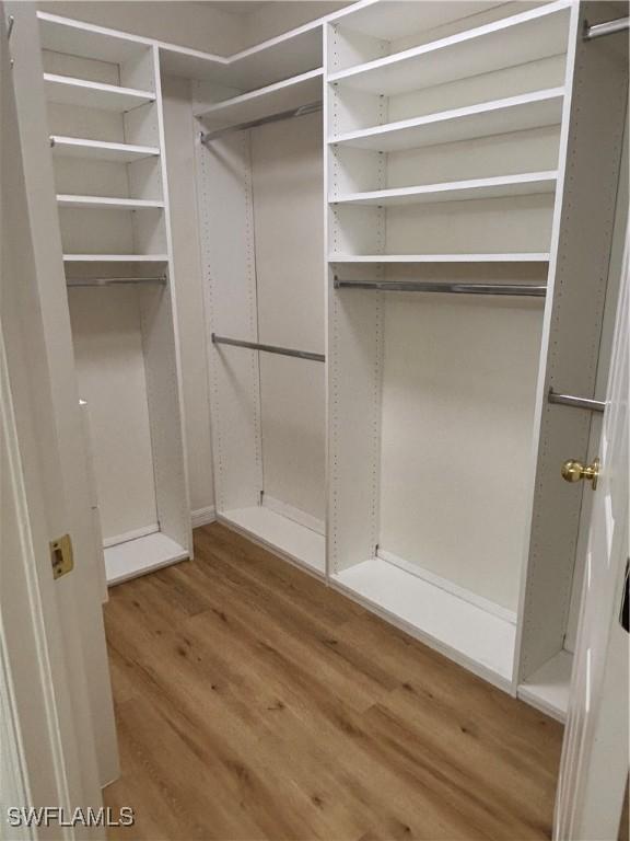 walk in closet featuring hardwood / wood-style flooring