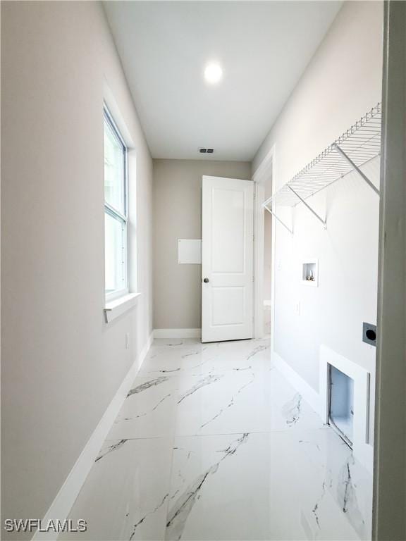 laundry area featuring electric dryer hookup and hookup for a washing machine