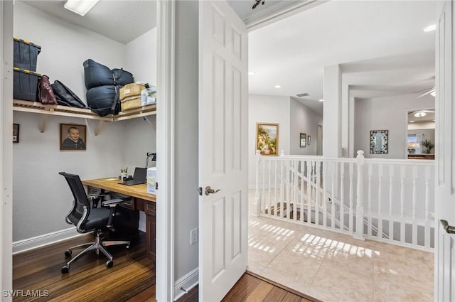 office space featuring wood-type flooring