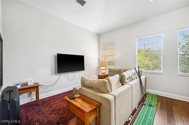 living room with wood-type flooring