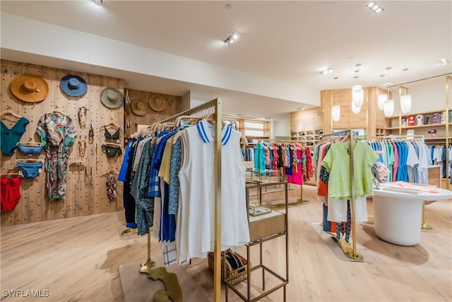 walk in closet featuring light wood-type flooring