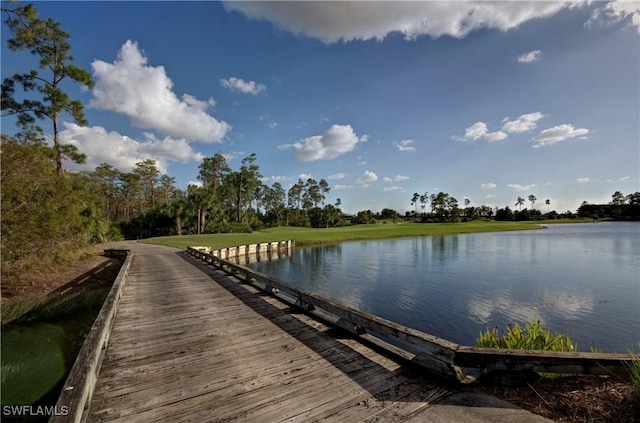 dock area featuring a water view