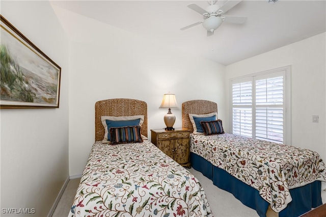 bedroom with carpet and ceiling fan