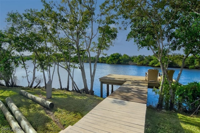 dock area featuring a water view