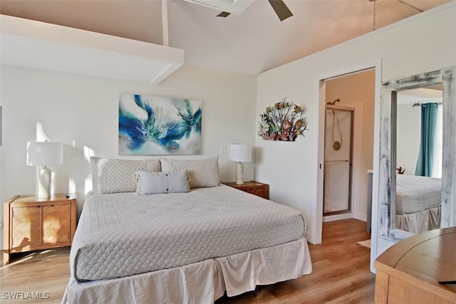 bedroom featuring ceiling fan and hardwood / wood-style floors