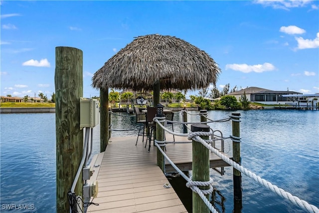 view of dock featuring a water view