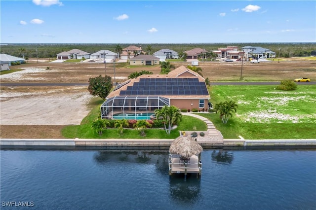 bird's eye view featuring a water view