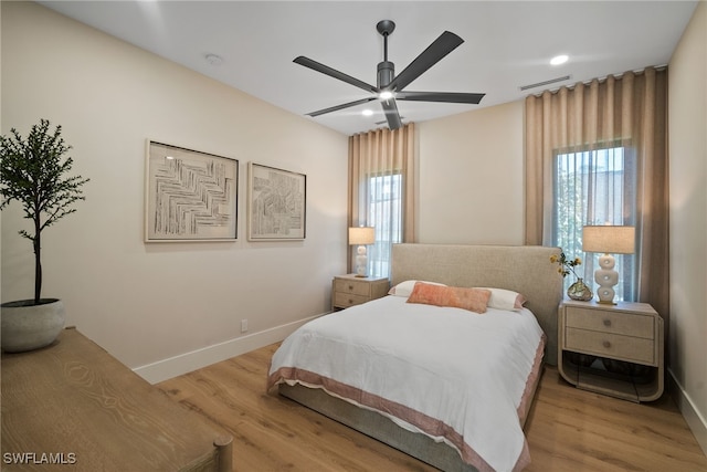 1364 Cypress Woods Dr, Naples, FL 34103 - bedroom featuring wood finished floors, baseboards, a ceiling fan, and recessed lighting