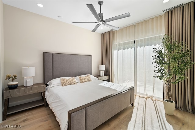 1364 Cypress Woods Dr, Naples, FL 34103 - bedroom featuring light wood-style flooring, recessed lighting, and a ceiling fan