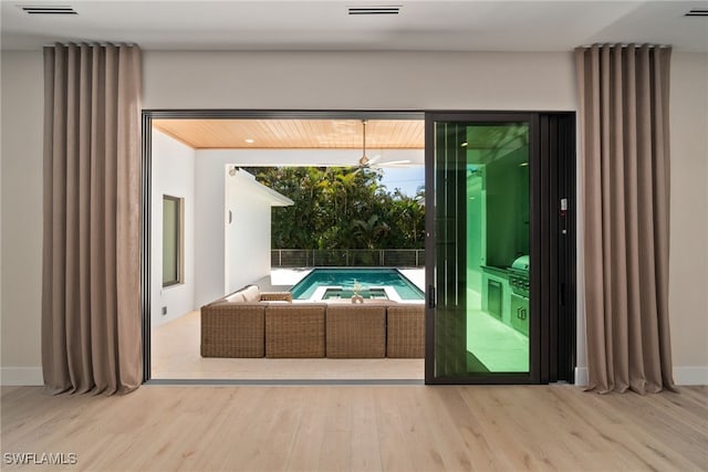 entryway with light wood-type flooring