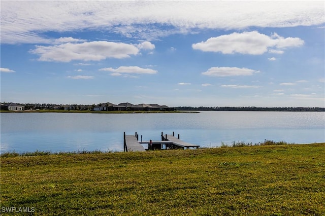 property view of water with a boat dock