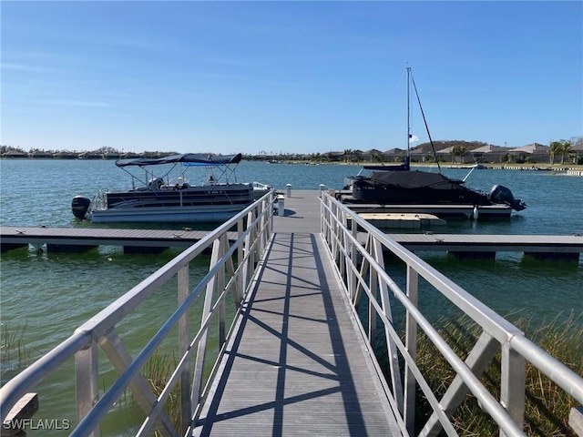 view of dock featuring a water view