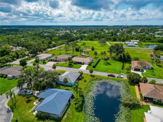 bird's eye view featuring a water view