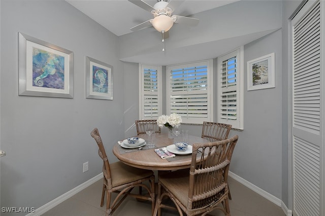 dining area with ceiling fan