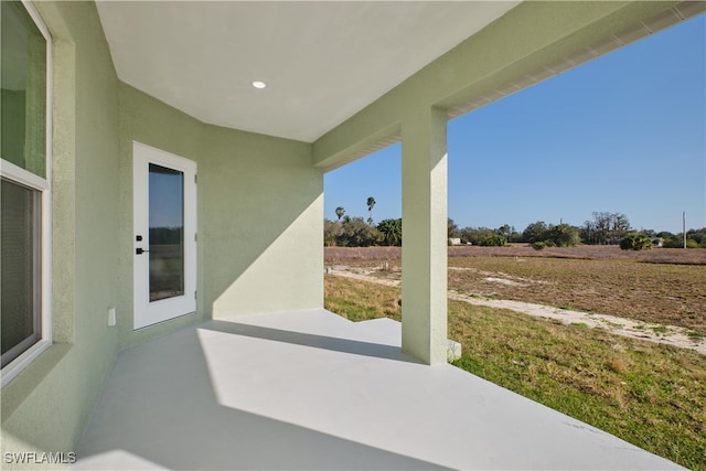 view of patio featuring a rural view